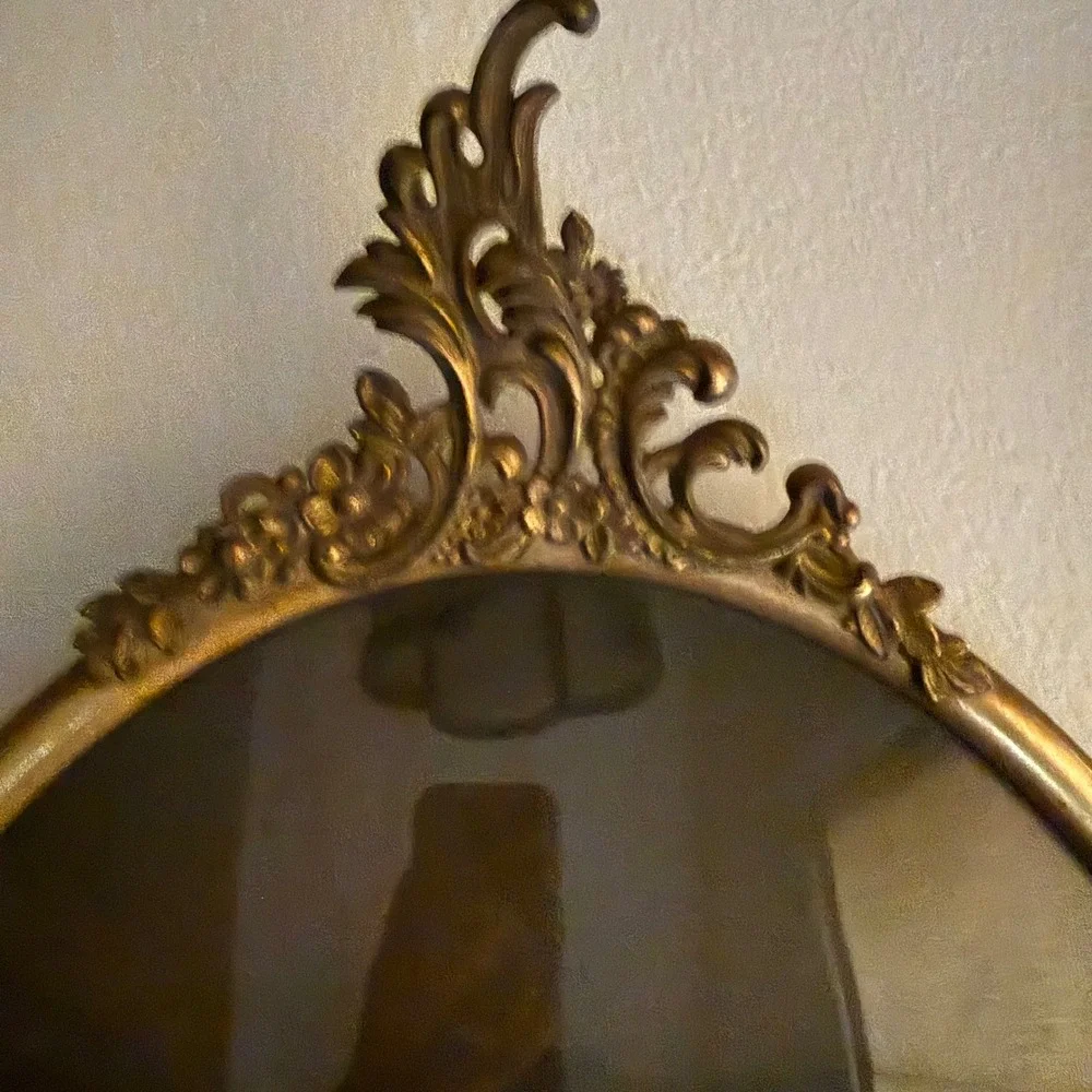 Antique Oval Bubble Glass Ornate Metal Frame Hand Colored Child Portrait Vintage